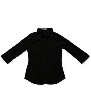 Active USA Women’s Button Down 3/4 Sleeve Black Medium​​​